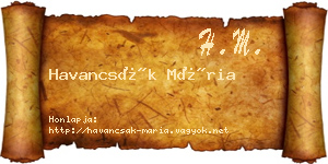 Havancsák Mária névjegykártya